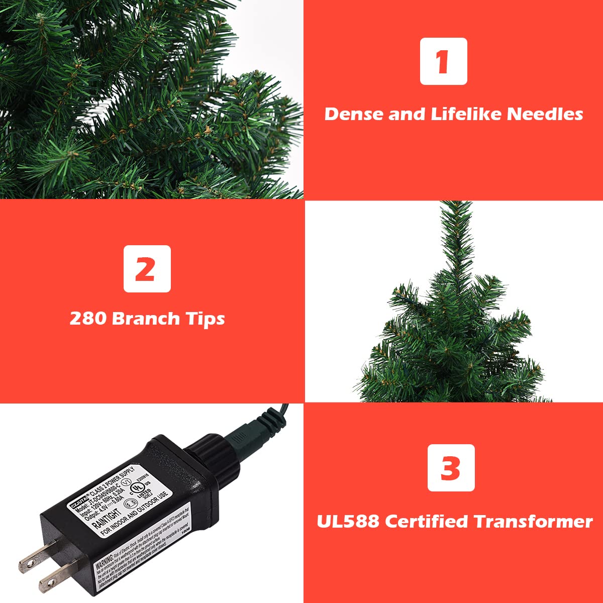 4ft Pre-Lit Christmas Tree, Artificial PVC Xmas Tree with 100 Warm White LED Lights and Stable Triangular Stand - LucktreeUS