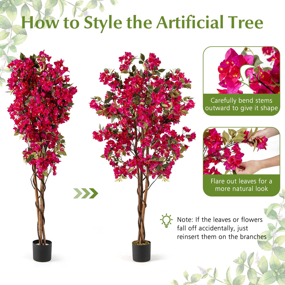 Lucktree 6 FT Bougainvillea Artificial Tree Artificial Plants for Indoor Decor