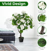 Lucktree Artificial Hydrangea Tree, 2 Pack Fake Floral Plant w/11 White Flowers & Realistic Trunk in Plastic Nursery Pot