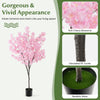 Lucktree 6.5FT Artificial Cherry Blossom Tree, Pink Fake Flower Tree, Faux Floral Plant Blooming Tree in Cement Pot