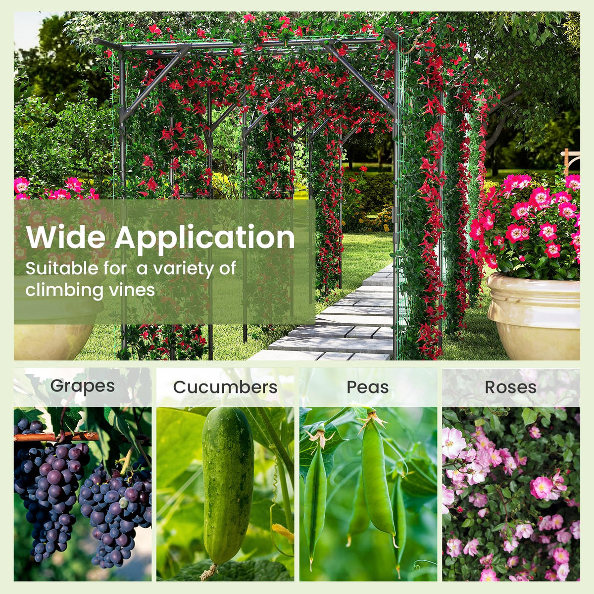 Lucktree Outdoor Grape Vine Trellis for Climbing Plants 79" x 59" x 78" Large Garden Arch