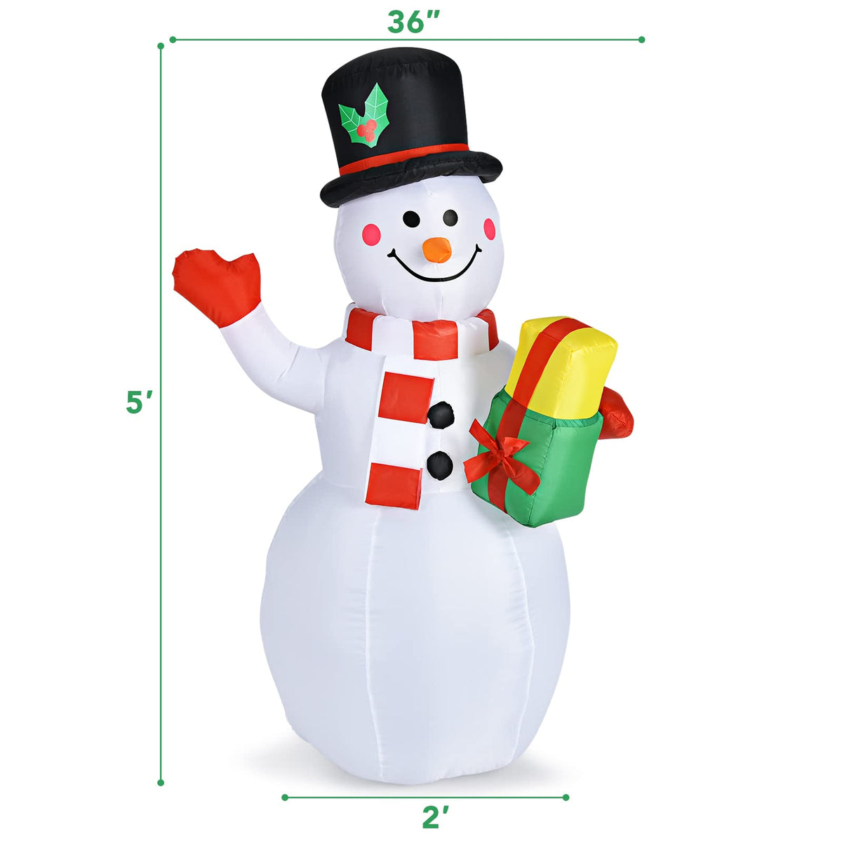 Lucktree Inflatable christmas Snowman, Santa Claus, Built-in Colorful LED Lights