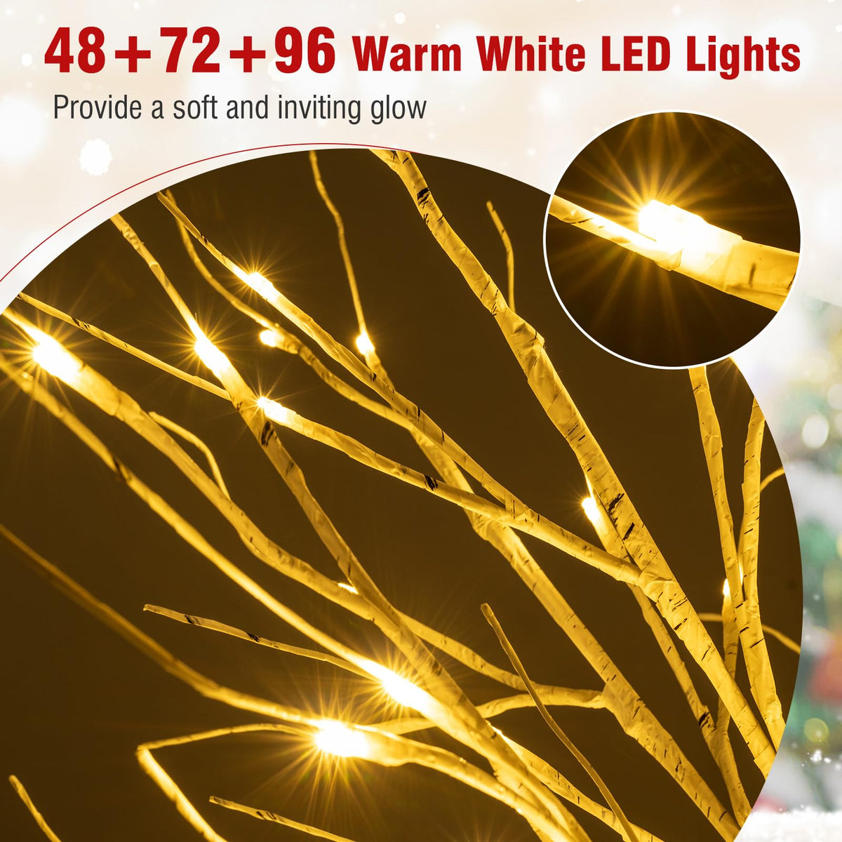 Lucktree 4/5/6 FT Pre-Lit Artificial Christmas Trees with 216 Warm White LEDs ( Set of 3 )
