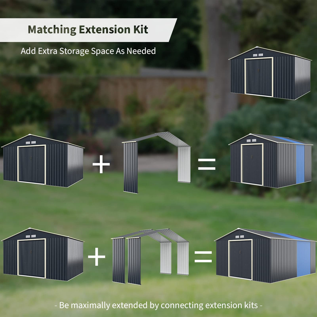 Storage Shed Extension Kit for 11 ft Sheds (11'X2.1')