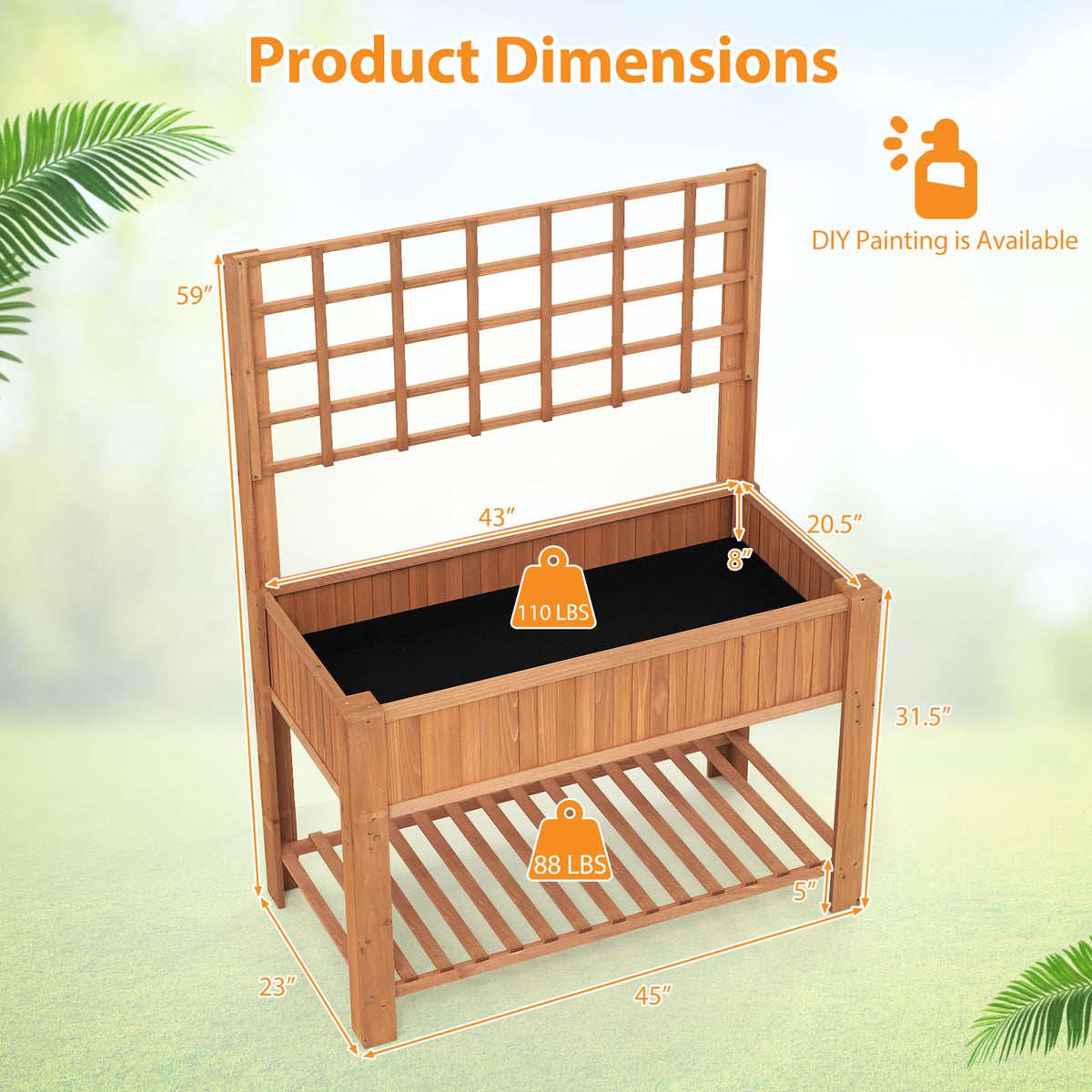 Lucktree Raised Garden Bed with Trellis