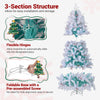 Lucktree 6FT / 7FT Hinged Lighted Xmas Tree with Snow Flocked Branch Tips & LED Lights