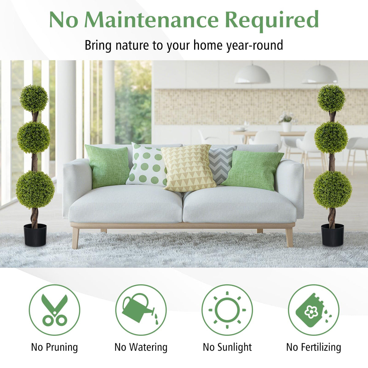 Lucktree 4ft Artificial Boxwood Topiary Ball Tree, Faux Potted Plants Cypress Tree with Weighted Pot