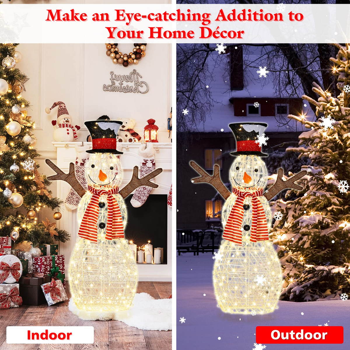 Lucktree Christmas Outdoor Lighted Snowman Yard Xmas Decorations and Zip Ties