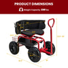 Lucktree Cushioned Rolling Garden Cart Scooter with Storage Basket and Tool Pouch