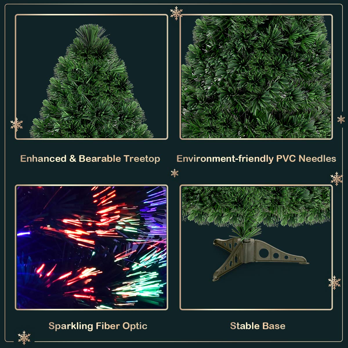 Artificial PVC Christmas Tree Pre-Lit Fiber Optic Tree - LucktreeUS