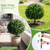 Lucktree 27" Artificial Boxwood Topiary Trees Set of 2 with Ground Spikes