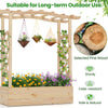 Lucktree Raised Garden Bed with Sided Trellis & Hanging Roof, Wood Planter Box, 44”x14”x45” (L x W x H)