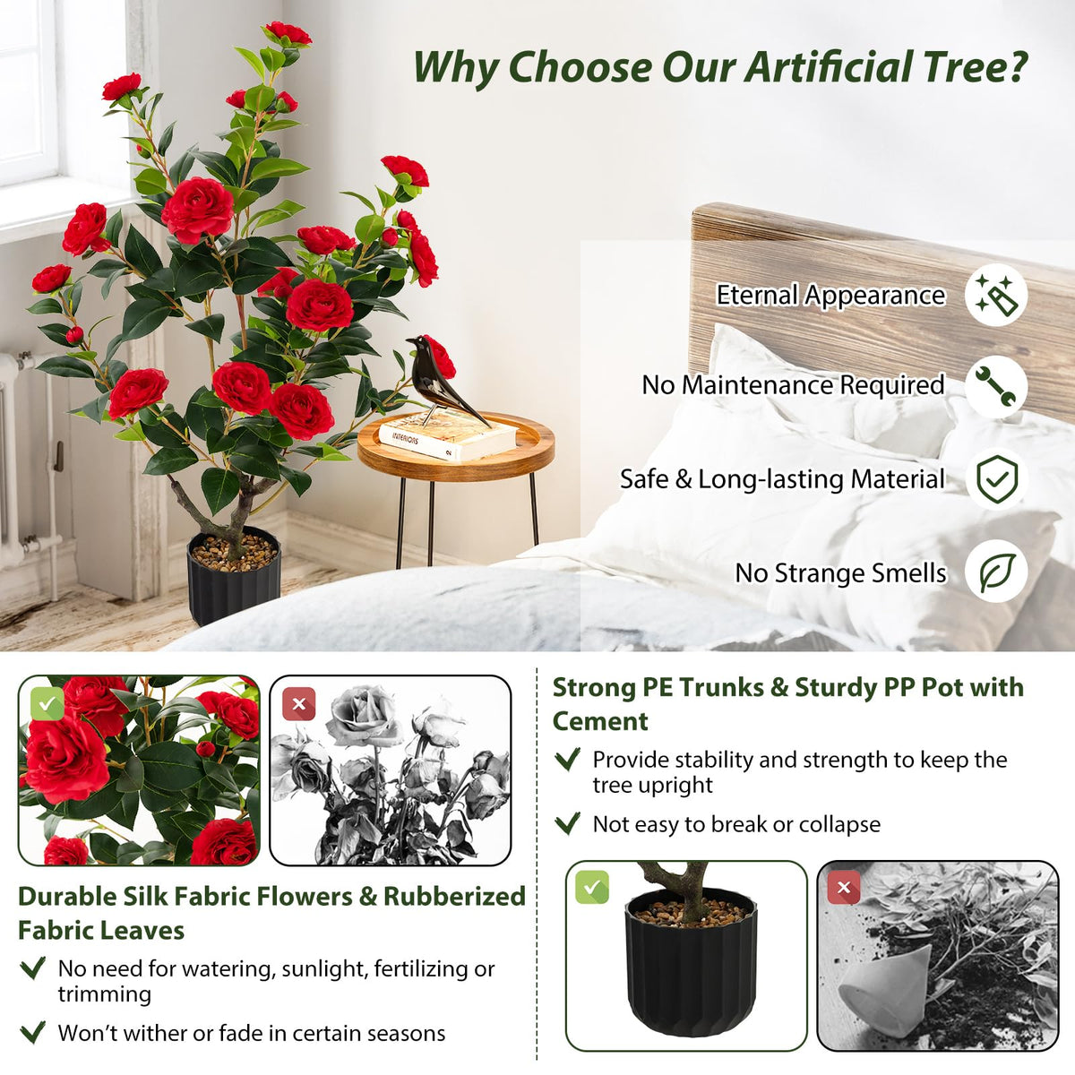 38" Artificial Camellia Tree - Lucktree