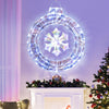 Lucktree 33” Lighted Ornament with Snowflake, Pre-Lit Christmas Wreath with 128 Cold White LED Lights