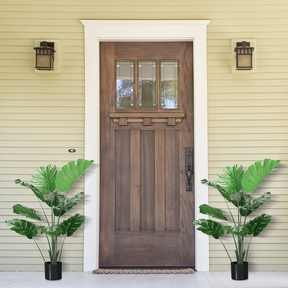 Lucktree Artificial Monstera Deliciosa Plant, 4ft Tall Fake Tropical Palm Tree w/10 Pcs Different Turtle Leaves - LucktreeUS