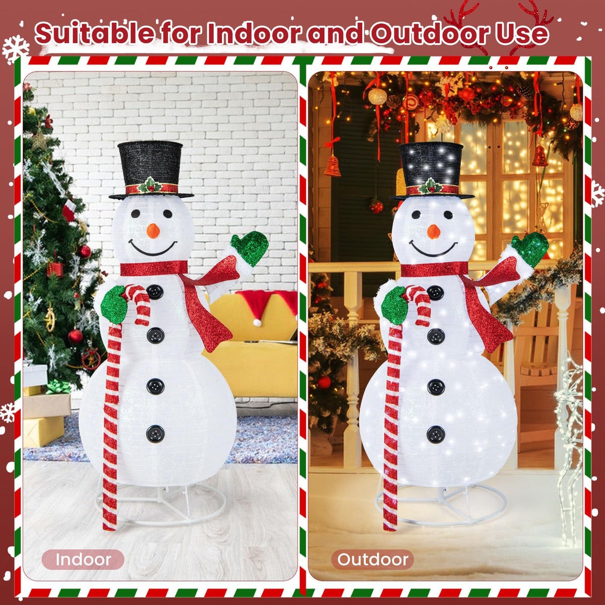 Lucktree 5 FT Pop-up Lighted Christmas Snowman