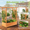 Lucktree Raised Garden Bed with Trellis, Wood Planter Box with Roof & Side Trellis, Drain Holes