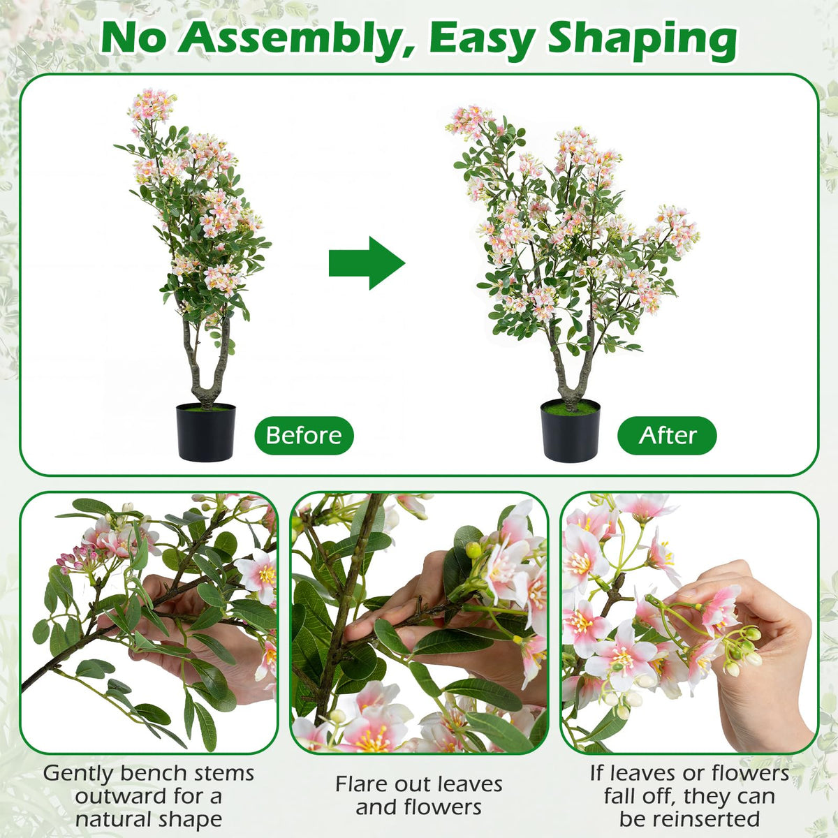 Lucktree 36" Artificial Impatiens Blossom Tree w/Mini Fruits & Faux Grass