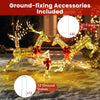 Lucktree Christmas Lighted Reindeer, Set of 3 Reindeer Decorations with LED Lights and Red Bows