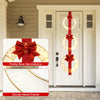 Lucktree Set of 3 Pre-Lit Wreaths, 5.8 FT Xmas Light-up Decorations on Red Ribbon with 450 LED Lights