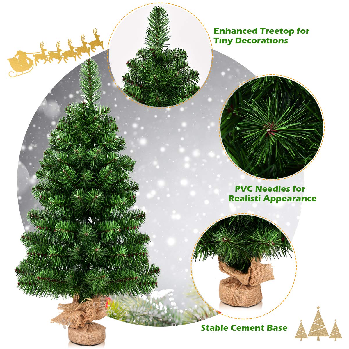 3 FT Entryway Artificial Christmas Tree with 96 Branch Tips