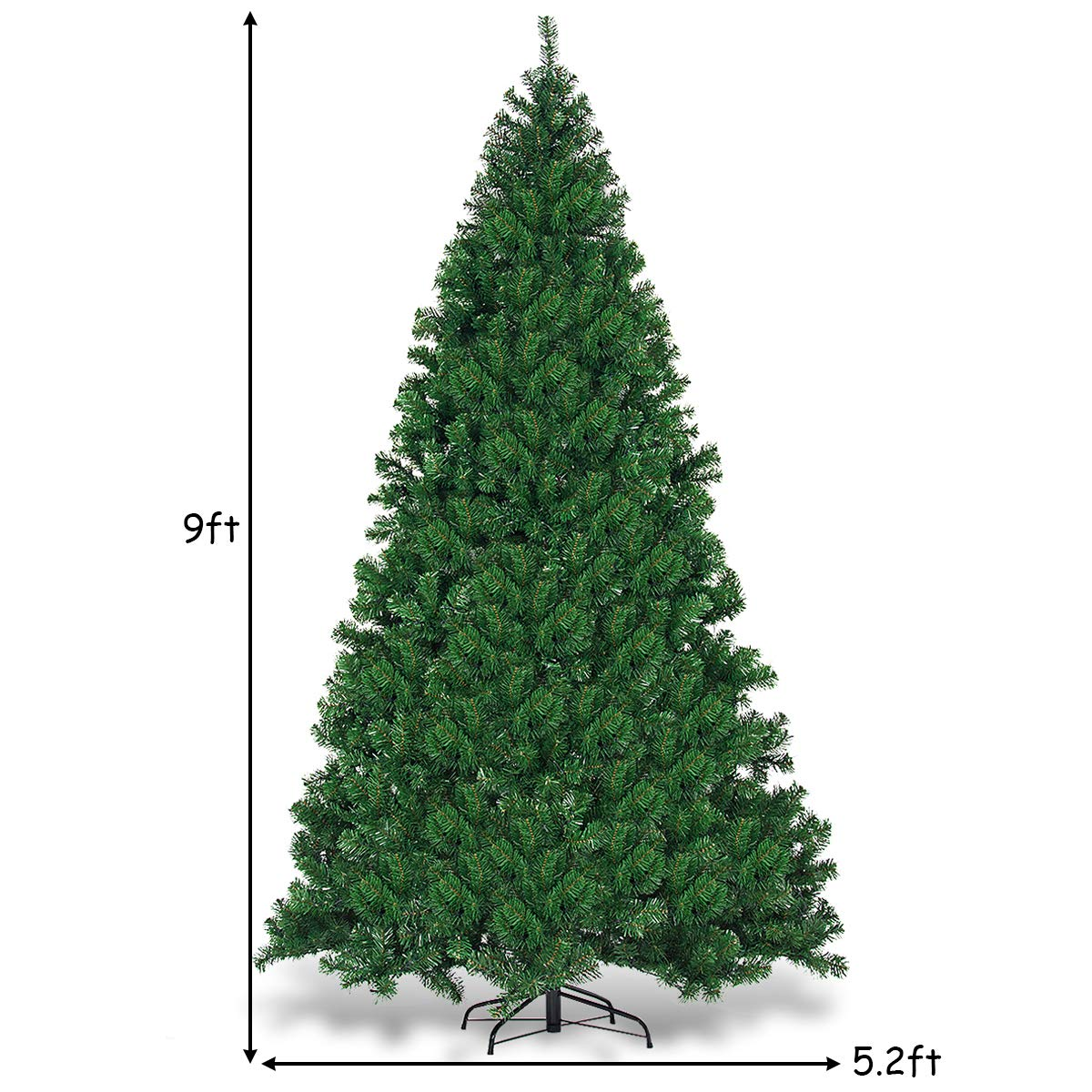Lucktree 9ft Artificial Pre-lit Christmas Tree Premium Spruce Hinged Tree with 700 LED Lights and Solid Metal Stand - LucktreeUS