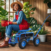 Lucktree Garden Cart, 4-Wheel Gardening Workseat with Storage Basket