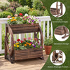 Lucktree Wooden Wagon Planter Box for Patio Garden Balcony