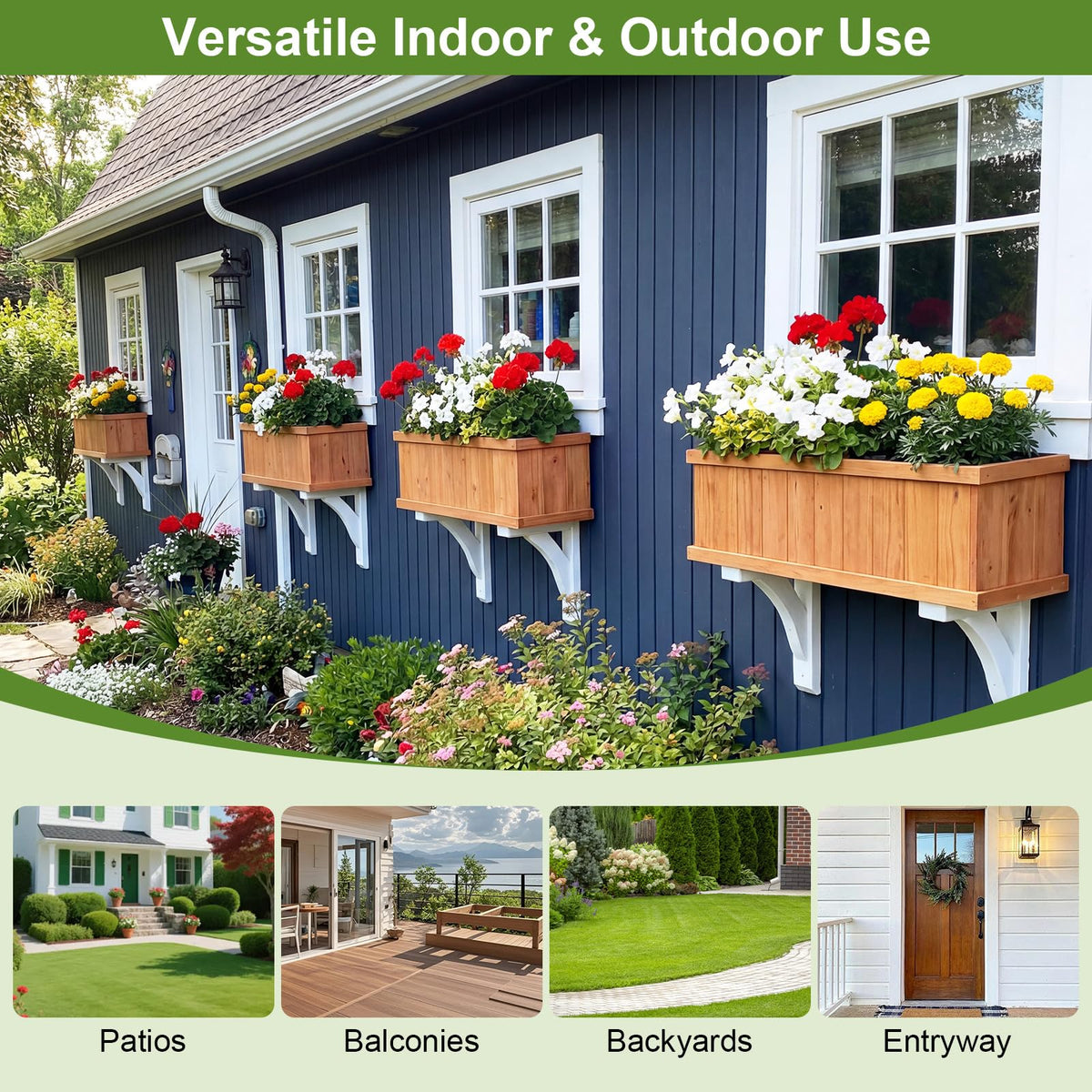 Lucktree Outdoor Raised Garden Bed Set of 1/2 (40” x 13” x 12”)