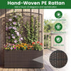Lucktree Raised Garden Bed with Trellis | 58'' Tall PE Rattan Planter Box w/Liner & Drainage