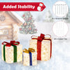Lucktree Set of 3 Christmas Lighted Gift Boxes, Pre-lit Christmas Decoration with 48 Bright Warm Lights