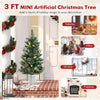 Lucktree 3ft Pre-Lit Mini Tabletop Christmas Tree with 20 Warm White LED Lights, 8 Modes, Timer, 81 PVC & Pine Needles