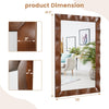 Lucktree 41.5" x 28" Farmhouse Wall Mirror, Rubber Wood Rustic Style Wall Mirror