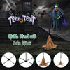 Lucktree Witch with Broomstick Halloween Animatronic, Life Size Animated Halloween Prop with Laughing and Screaming Sound