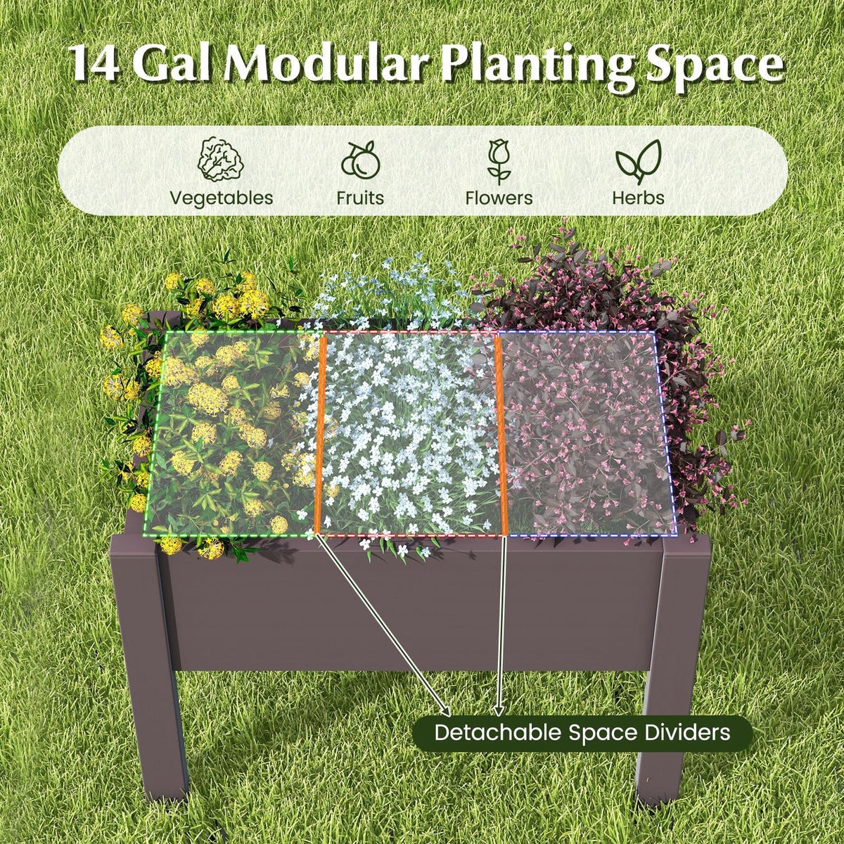 Lucktree Raised Garden Bed with Legs, Self-Watering Planter Box with Water Level Indicator