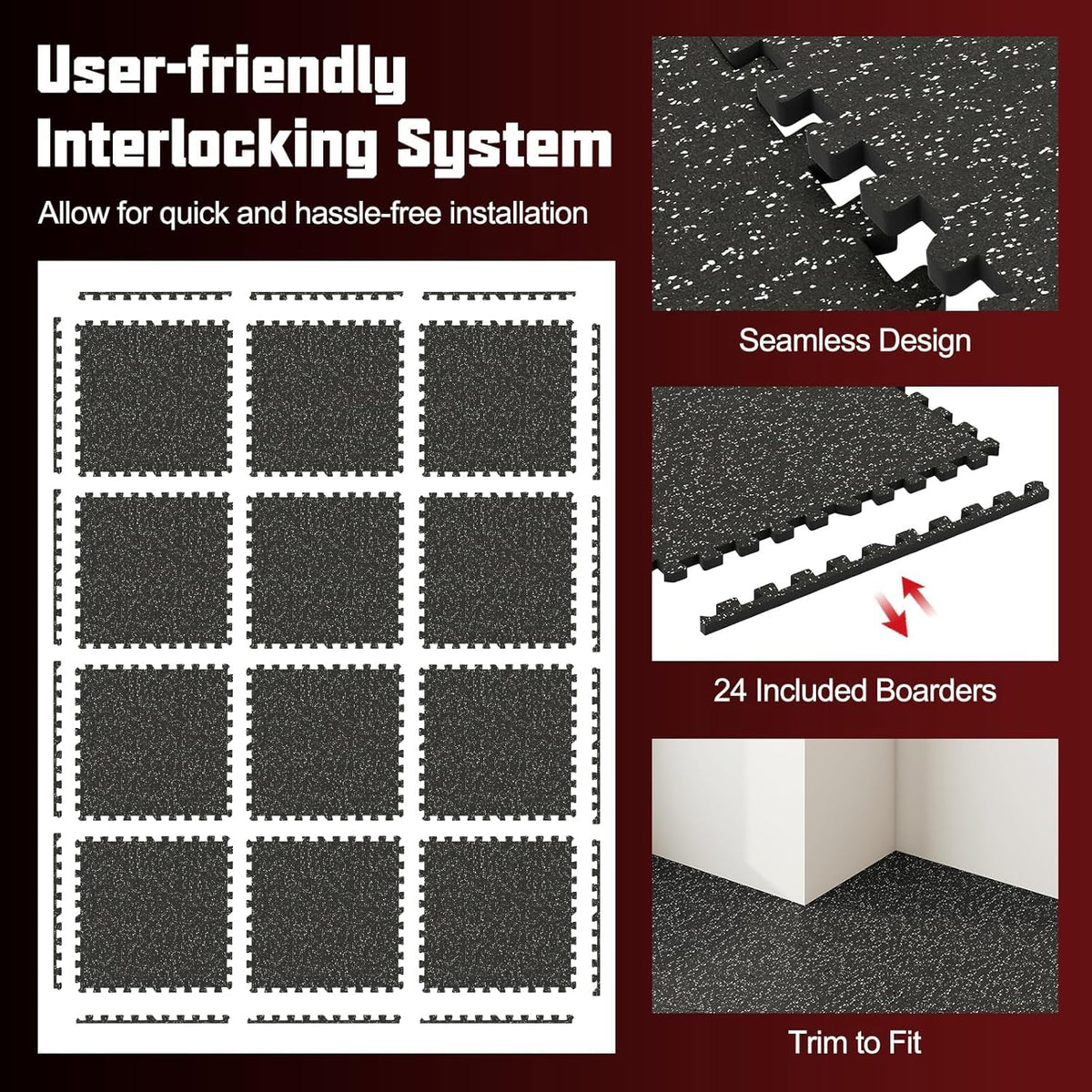 Lucktree 0.55" Thick Foam Interlocking Floor Tiles with Boarders