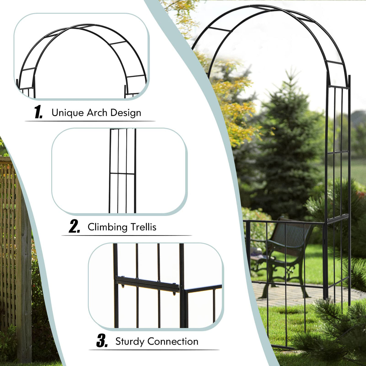 Lucktree Garden Arbor Trellis with Door