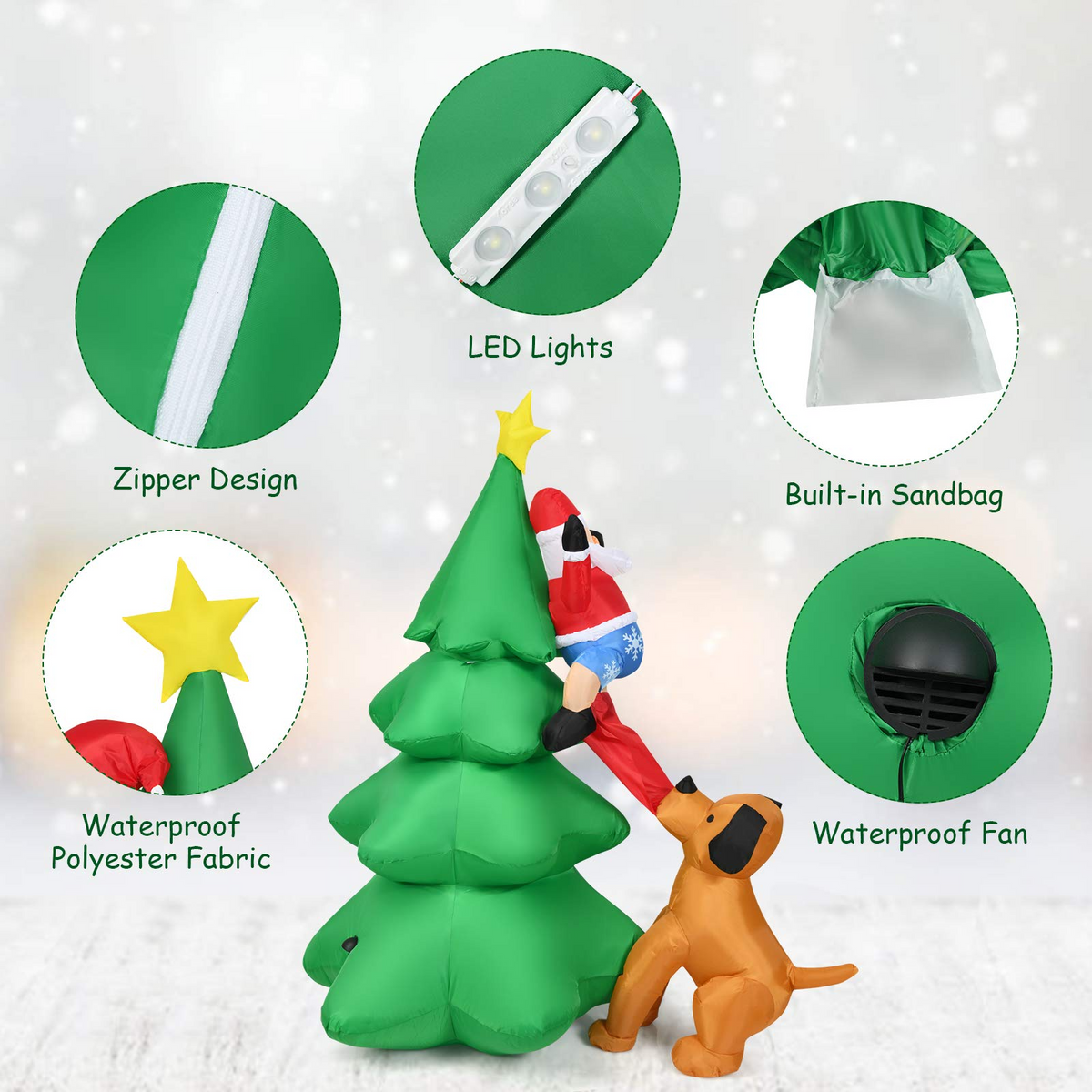 Lucktree Inflatable Christmas Tree, Inflatable Santa Claus Climbing Tree