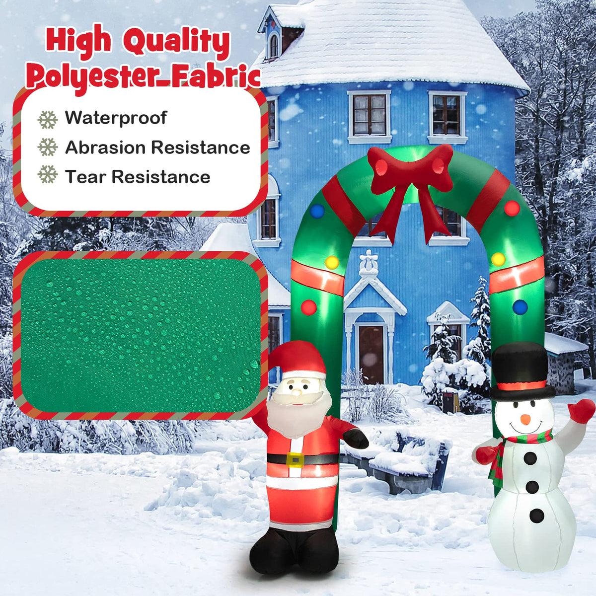 Lucktree 8 FT Christmas Inflatable Archway w/ Santa Claus & Snowman