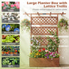 Lucktree 72" Wooden Raised Garden Bed with Trellis w/Privacy Screen Roof