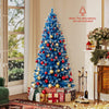 Lucktree Blue Hinged Xmas Tree with Frosted PVC Branch Tips & Warm White LED Lights
