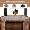 Lucktree Rustic Wooden Wishing Well Planter with Hanging Bucket, Roof Shadow