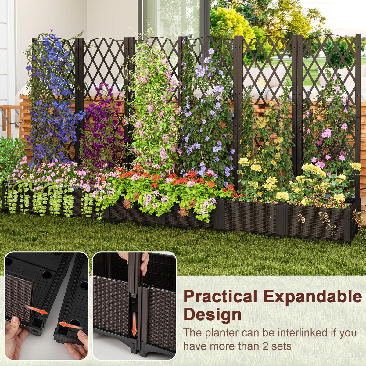 Lucktree 2 Pack Raised Garden Beds with Trellis