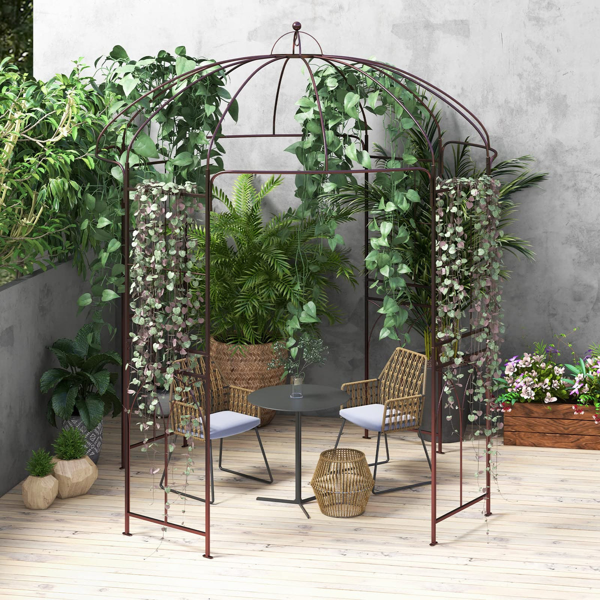 Lucktree Birdcage Shape Garden Arbor, 8.4ft High x 7ft Wide