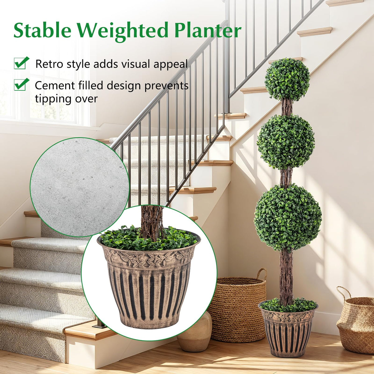 Lucktree Artificial Triple Ball Boxwood Tree 4 FT Fake Topiary Tree(1/2)