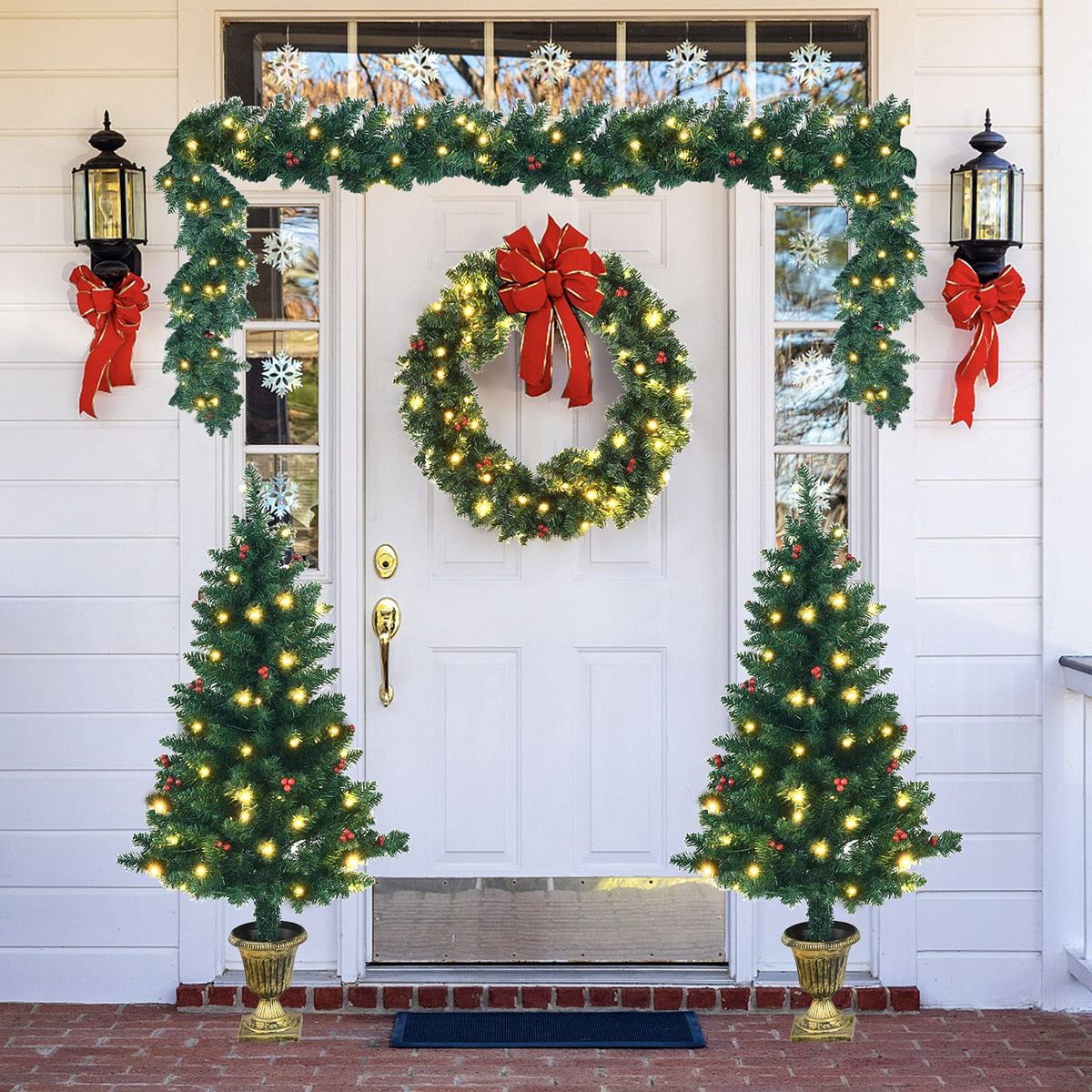 Lucktree Pre-lit Holiday Christmas 4-Piece Set, Christmas Garland - LucktreeUS