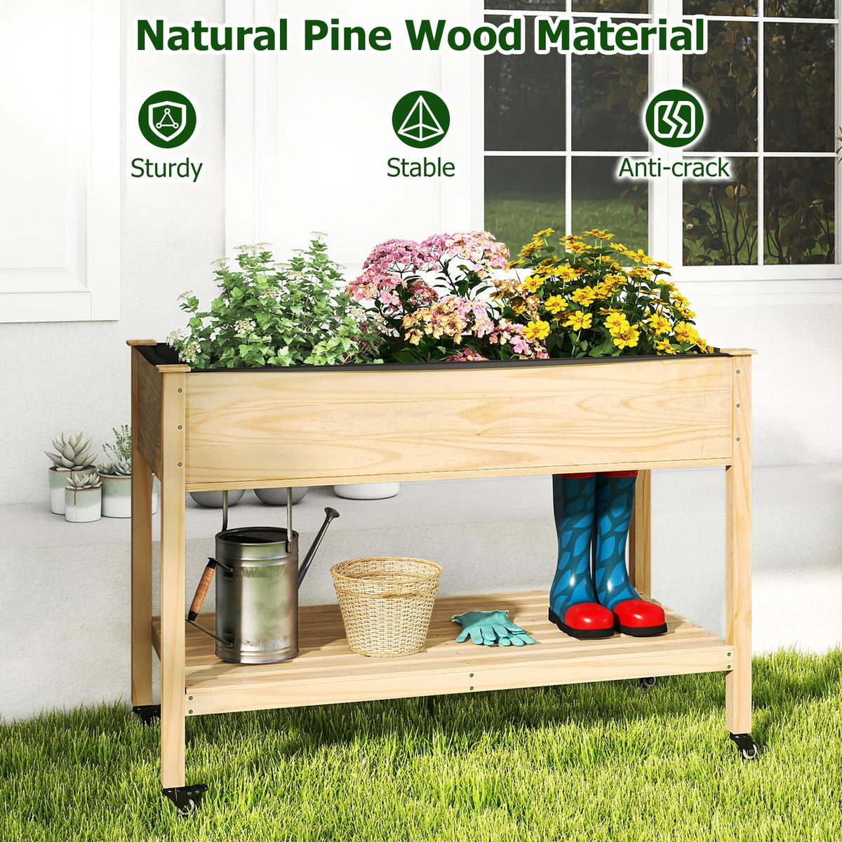 Lucktree 47”x23”x33” Wood Planter Box