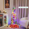 Lucktree Pre-Lit Flocked Pencil Christmas Tree Artificial Slim Xmas Tree
