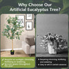 Lucktree 5.5ft Artificial Eucalyptus Tree, Tall Faux Eucalyptus Stems Fake Plants in Pot with 517 Silver Dollar Leaves