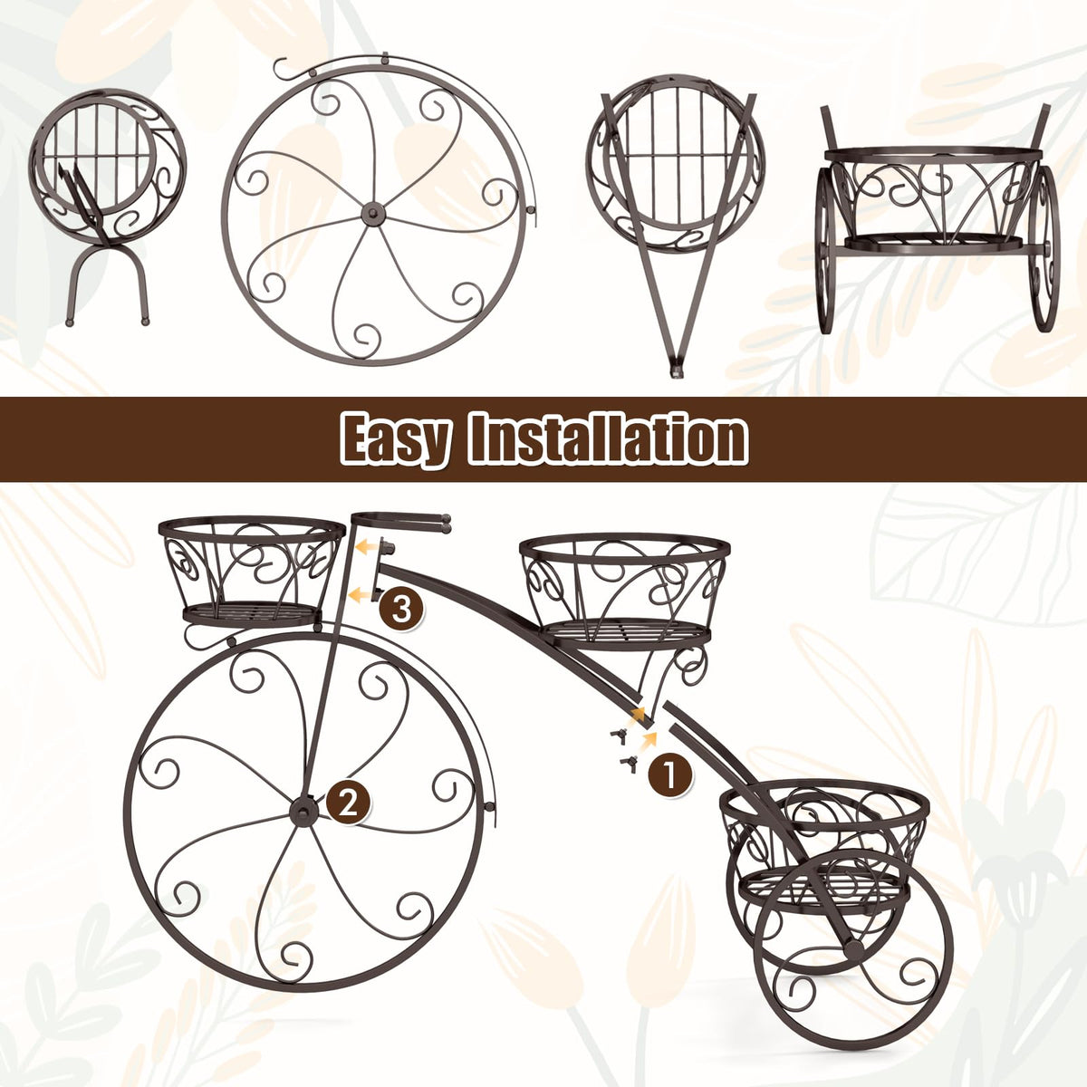 Lucktree Metal Bicycle Planter